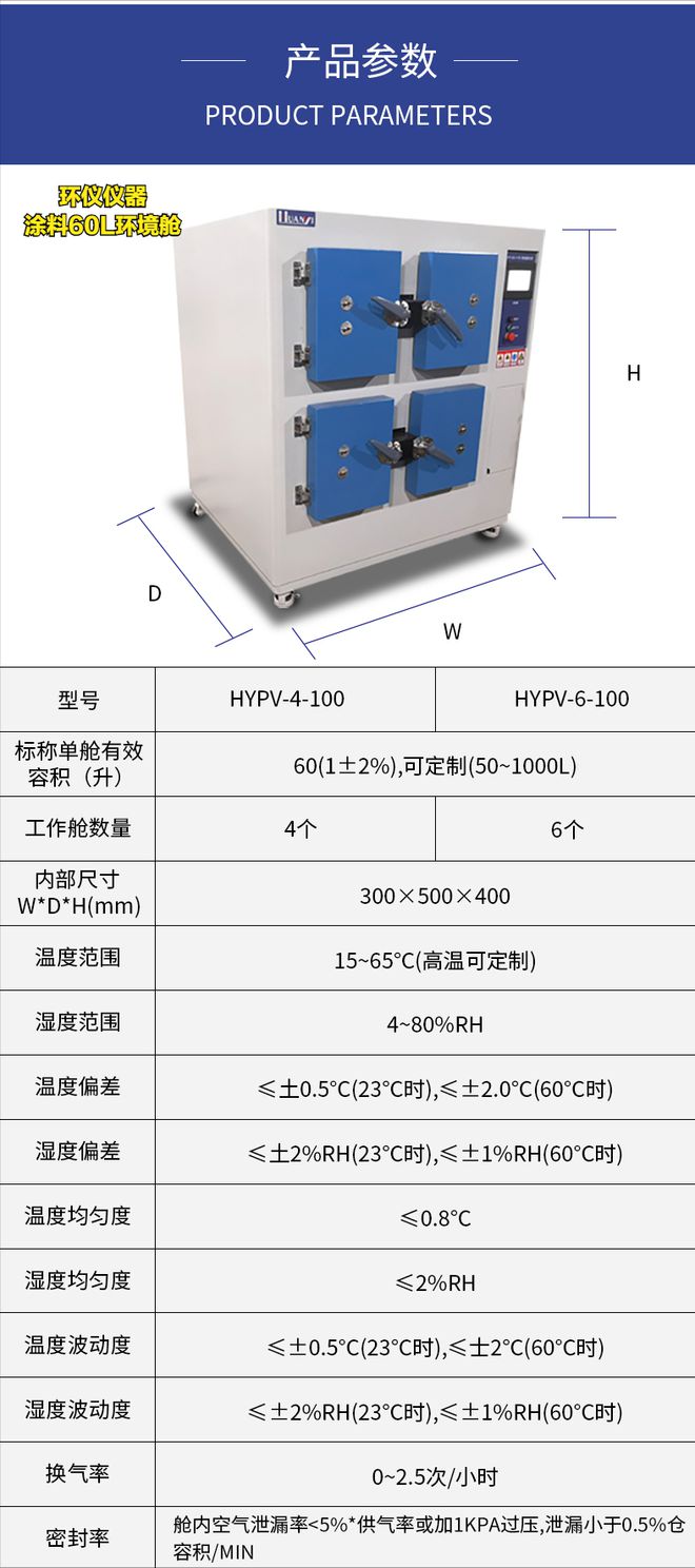涂料60L環境測試艙技術參數